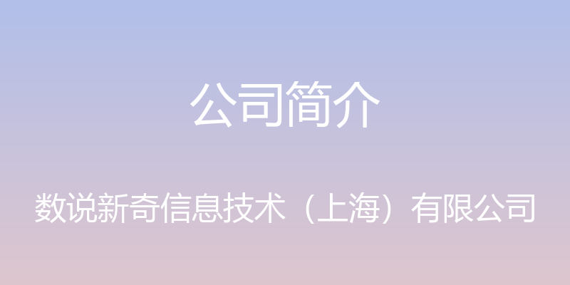 公司简介 - 数说新奇信息技术（上海）有限公司