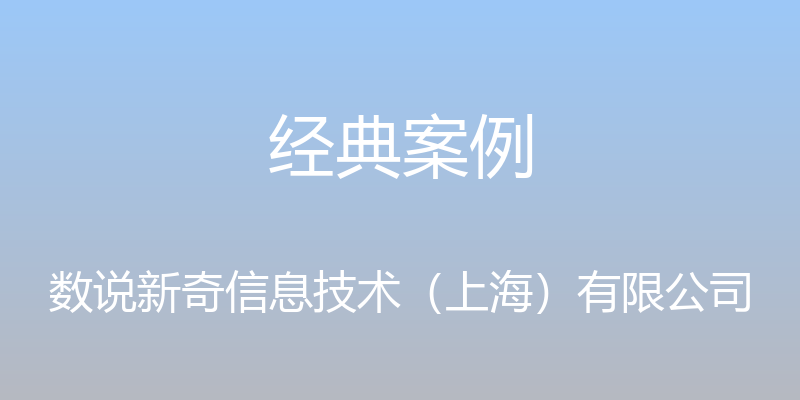 经典案例 - 数说新奇信息技术（上海）有限公司