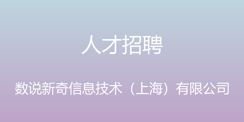 人才招聘 - 数说新奇信息技术（上海）有限公司