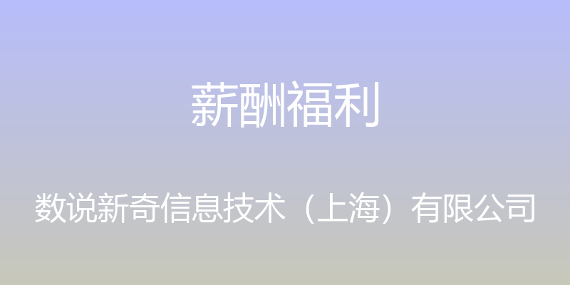 薪酬福利 - 数说新奇信息技术（上海）有限公司