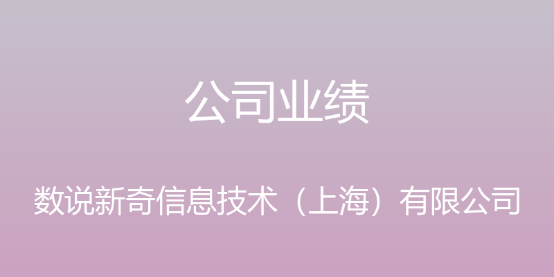 公司业绩 - 数说新奇信息技术（上海）有限公司