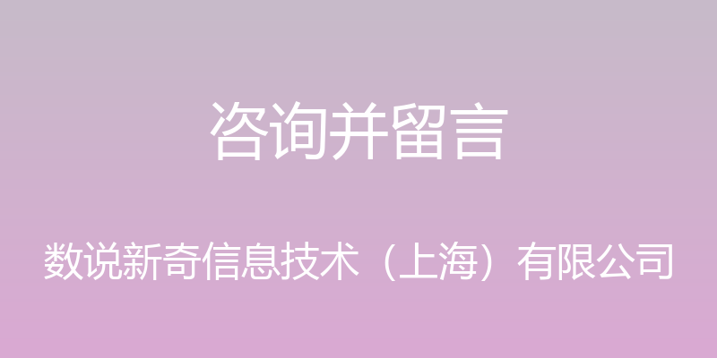 咨询并留言 - 数说新奇信息技术（上海）有限公司